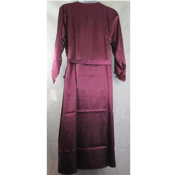 Flora by Flora Nikrooz Women's Plus Size Satin Stella Robe, Bordeaux Red, 1X - Picture 3 of 4